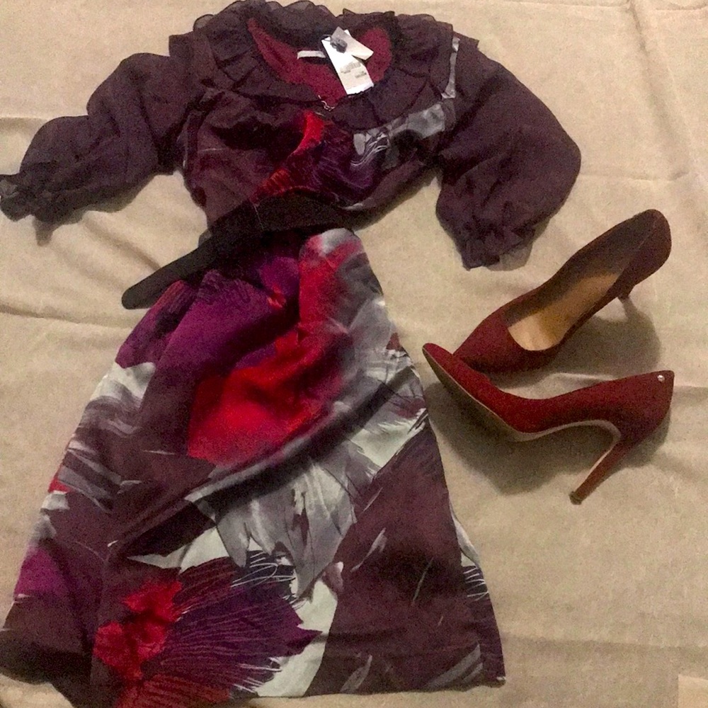 Purple silk & chiffon dress
